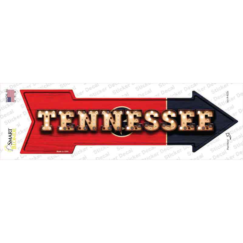 Tennessee Bulb Lettering Novelty Arrow Sticker Decal