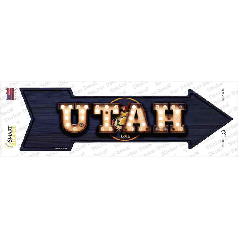Utah Bulb Lettering Novelty Arrow Sticker Decal