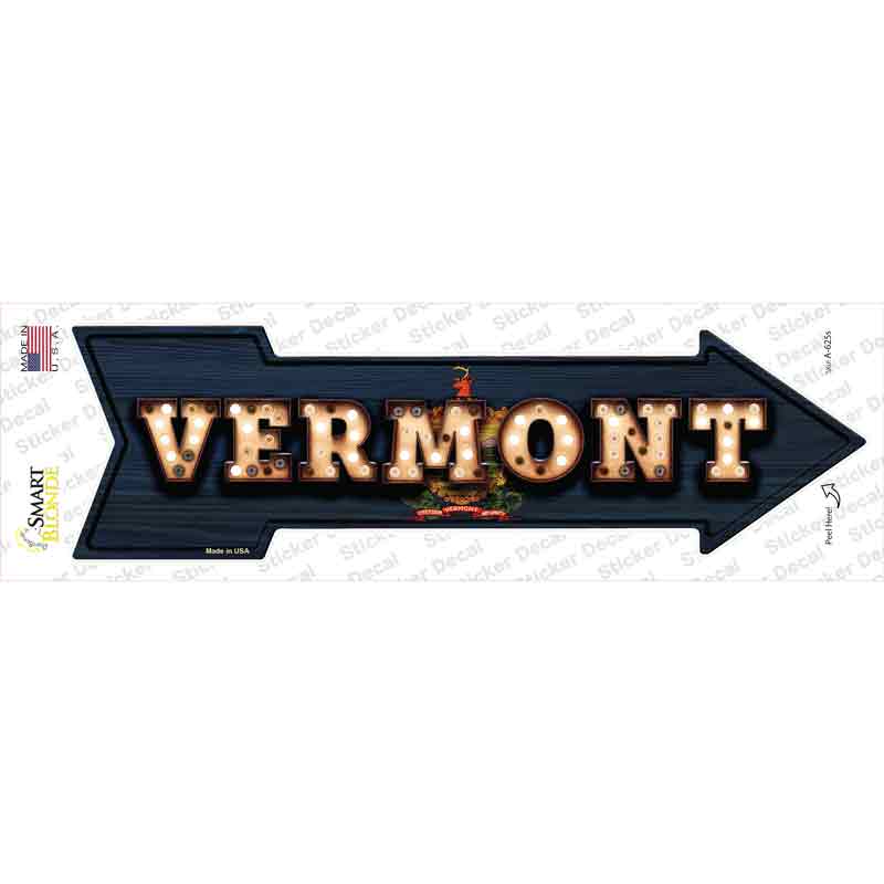 Vermont Bulb Lettering Novelty Arrow Sticker Decal