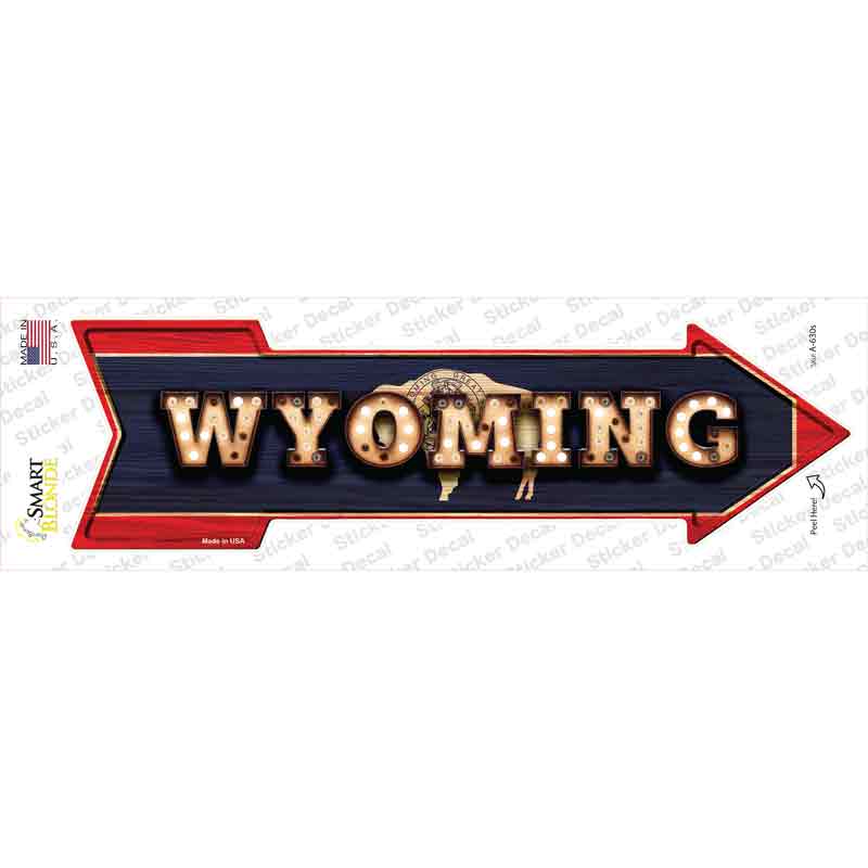 Wyoming Bulb Lettering Novelty Arrow Sticker Decal