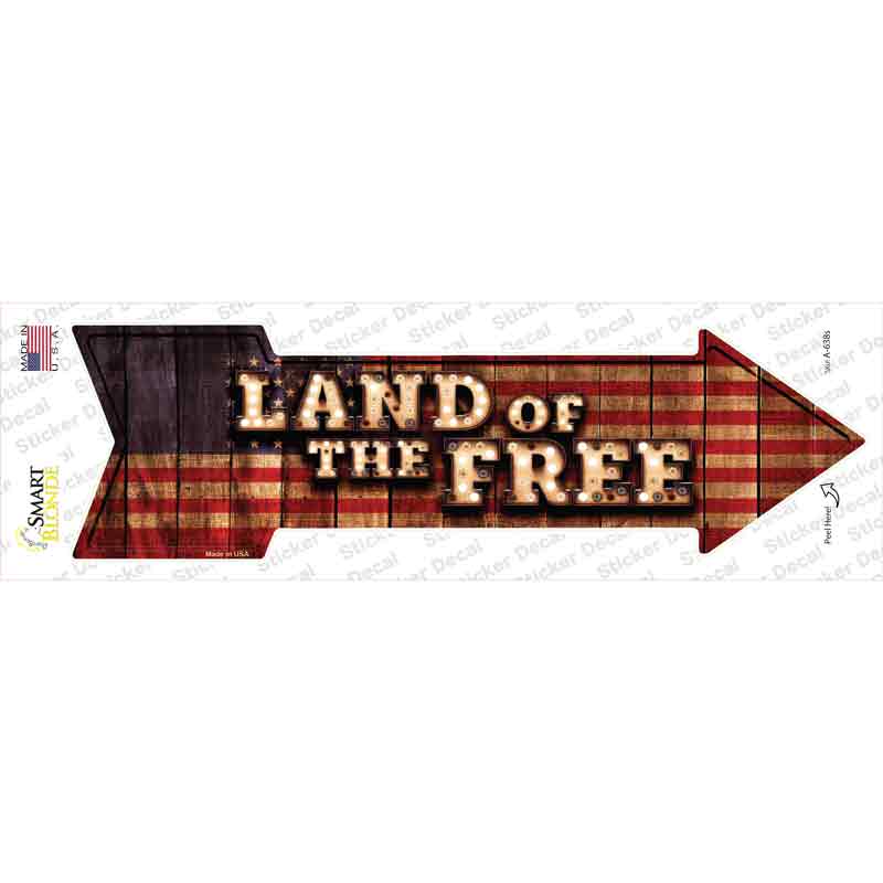 Land of the Free Bulb Letters Novelty Arrow Sticker Decal