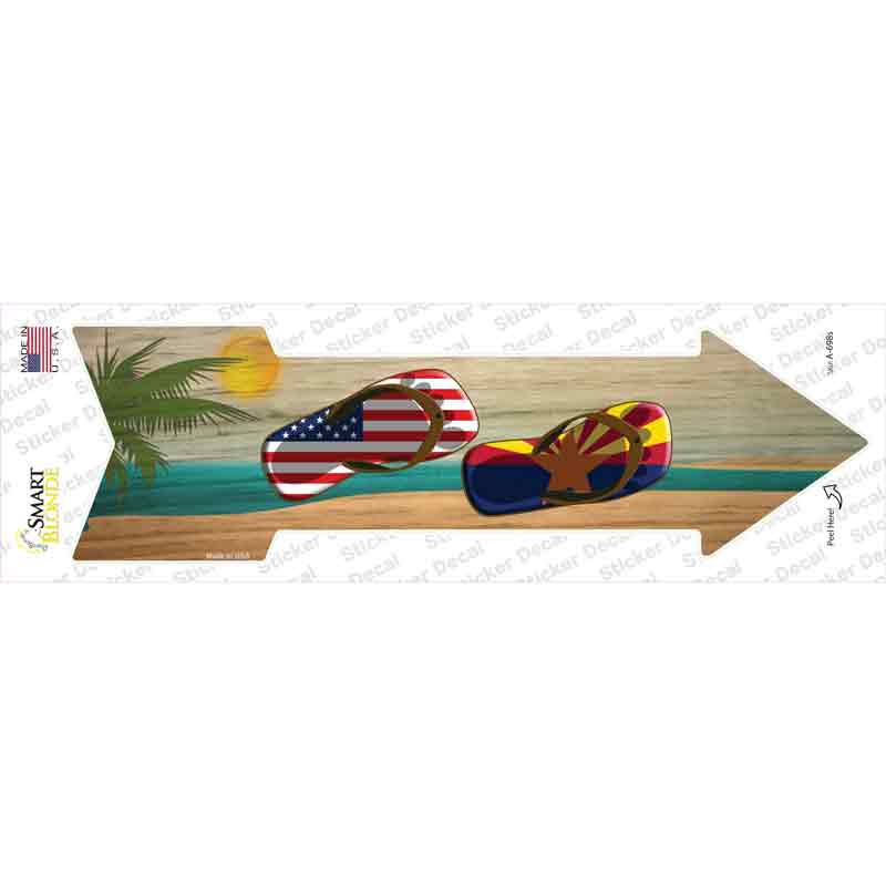 US and Arizona Flag Flip Flop Novelty Arrow Sticker Decal