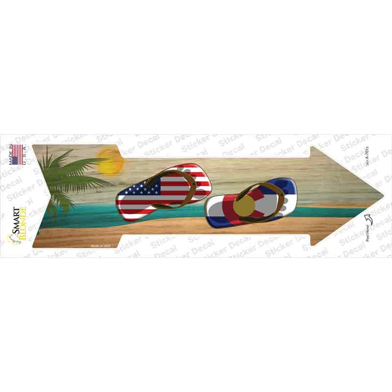 US and Colorado Flag Flip Flop Novelty Arrow Sticker Decal