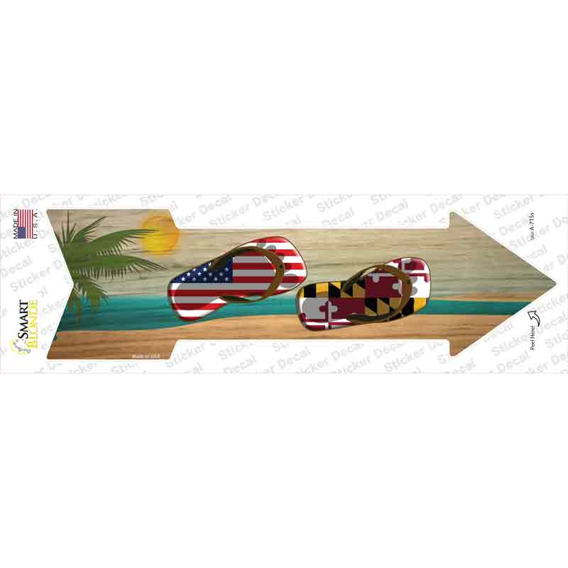 US and Maryland Flag Flip Flop Novelty Arrow Sticker Decal