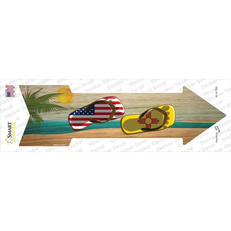 US and New Mexico Flag Flip Flop Novelty Arrow Sticker Decal