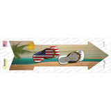 US and Rhode Island Flag Flip Flop Novelty Arrow Sticker Decal