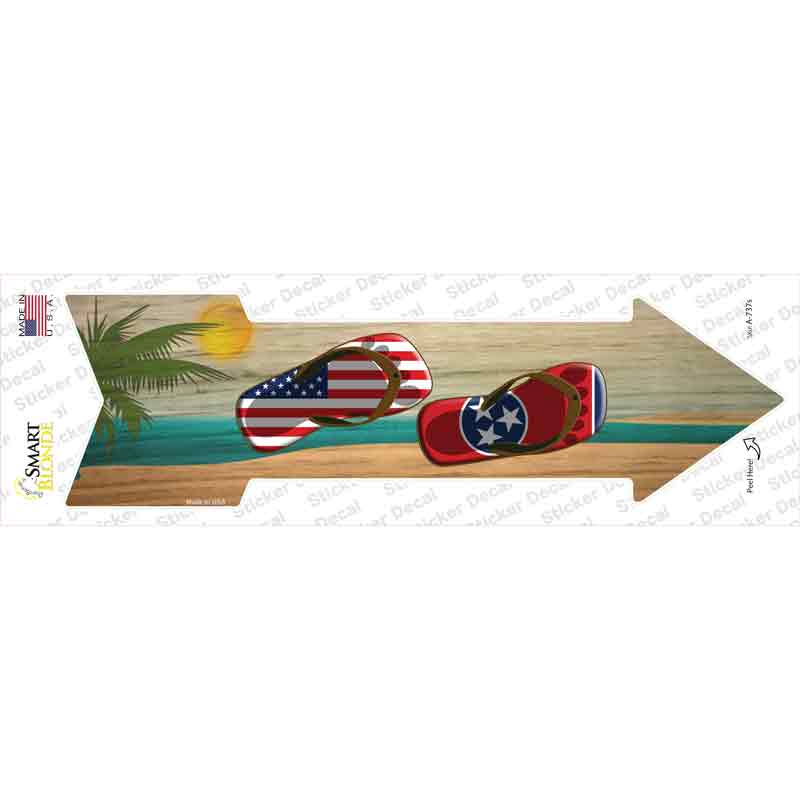 US and Tennessee Flag Flip Flop Novelty Arrow Sticker Decal