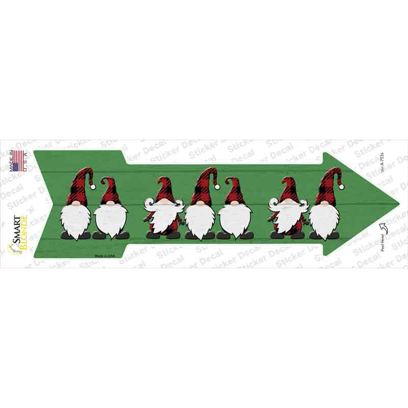Christmas Gnomes Novelty Arrow Sticker Decal
