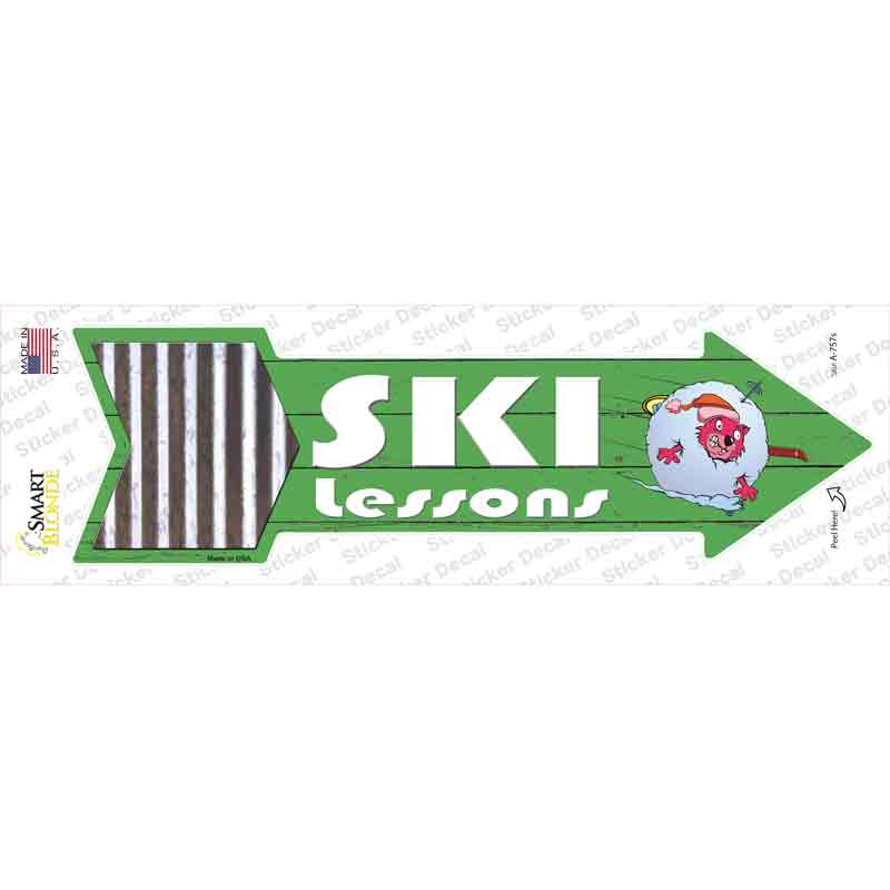 Ski Lessons Novelty Arrow Sticker Decal