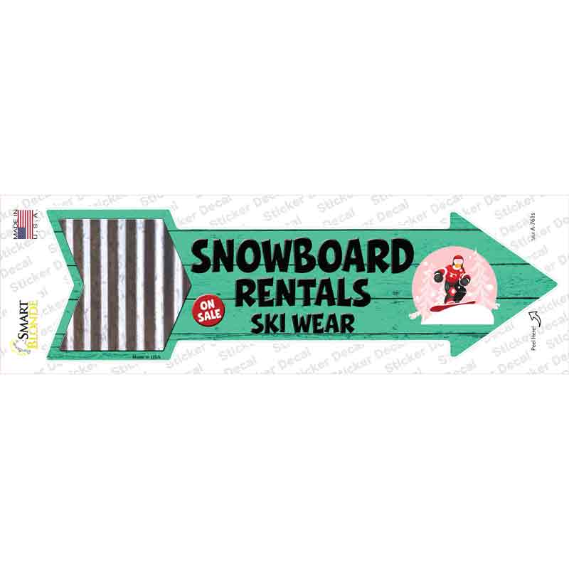 Snowboard Rentals Novelty Arrow Sticker Decal