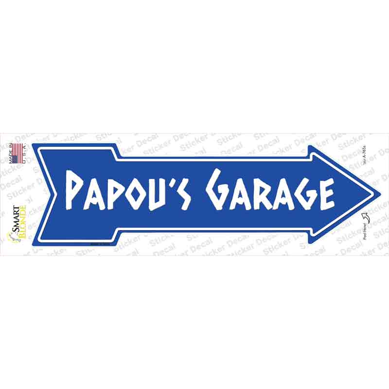 Papous Garage Blue Novelty Arrow Sticker Decal