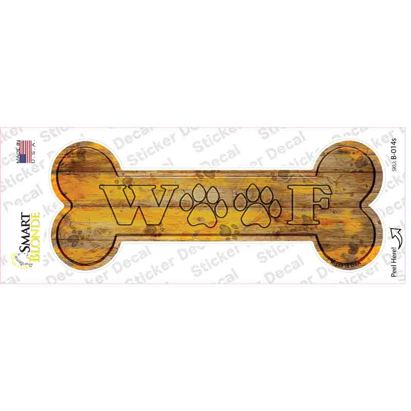 Woof Novelty Bone Sticker Decal