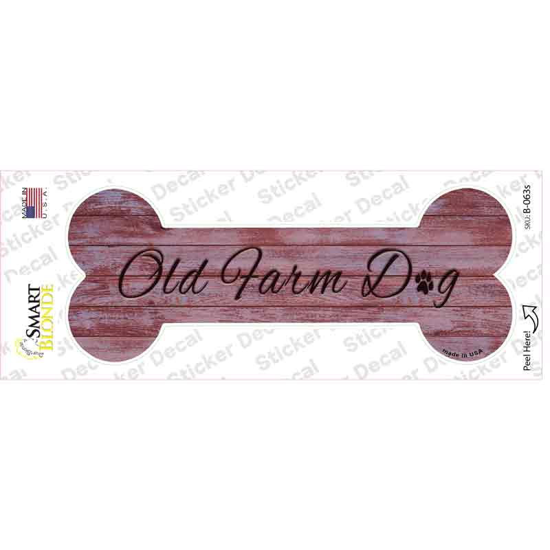 Old Farm Dog Novelty Bone Sticker Decal