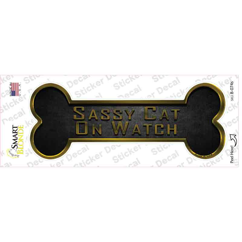 Sassy Cat on Watch Novelty Bone Sticker Decal
