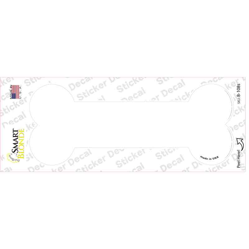 White Solid Novelty Bone Sticker Decal Small