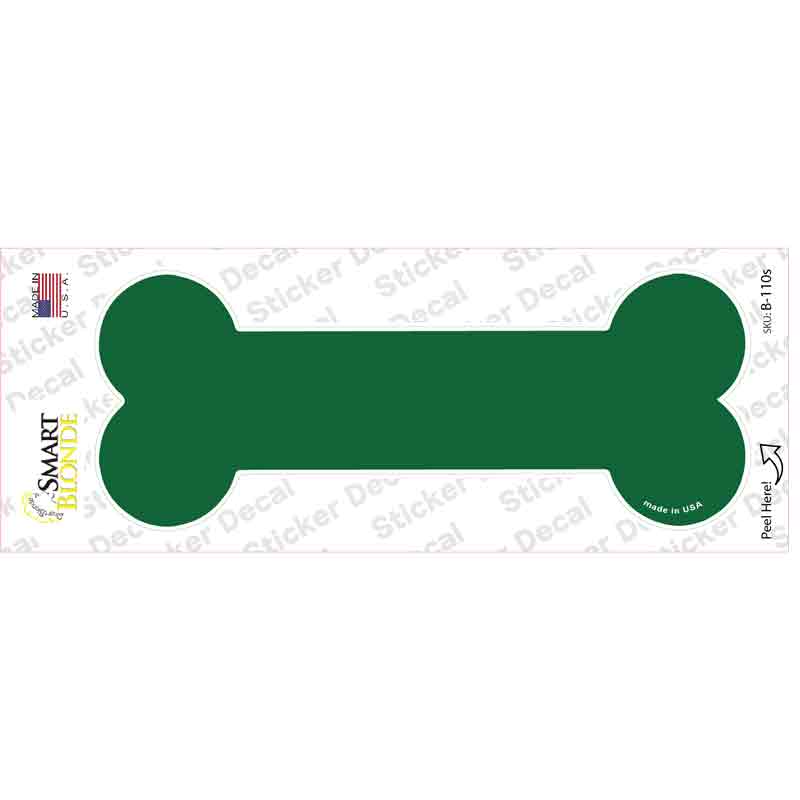 Green Solid Novelty Bone Sticker Decal Small