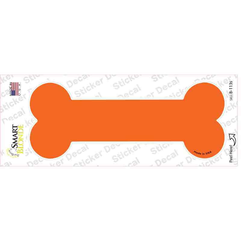 Orange Solid Novelty Bone Sticker Decal Small