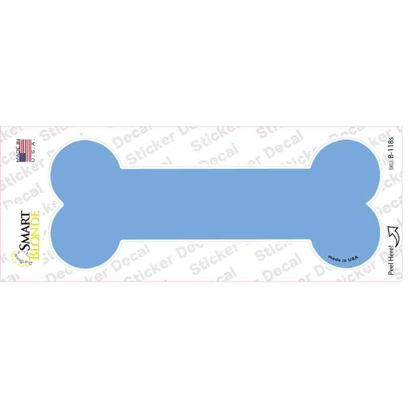 Light Blue Solid Novelty Bone Sticker Decal Small