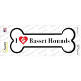 I Love Basset Hounds Novelty Bone Sticker Decal Small