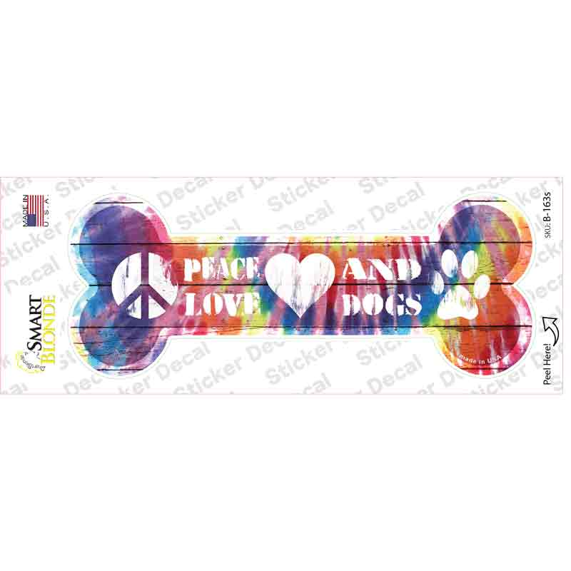 Peace Love and Dogs Novelty Bone Sticker Decal Small