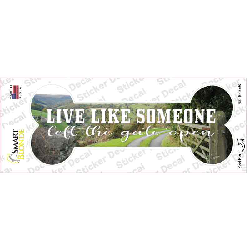 Left Gate Open Novelty Bone Sticker Decal