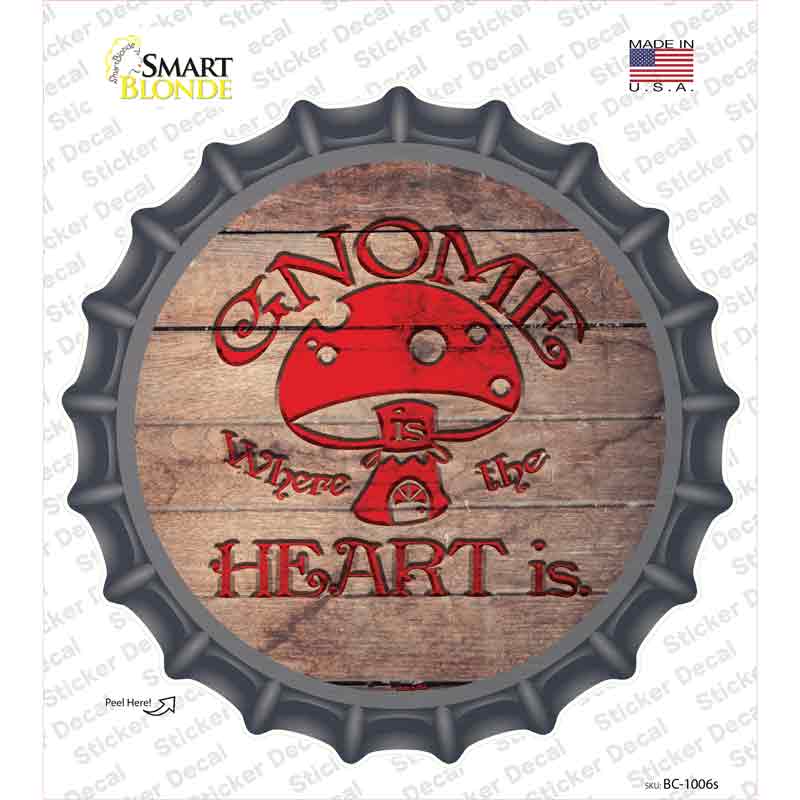Gnome Where Home Is Red Novelty Bottle Cap Sticker Decal