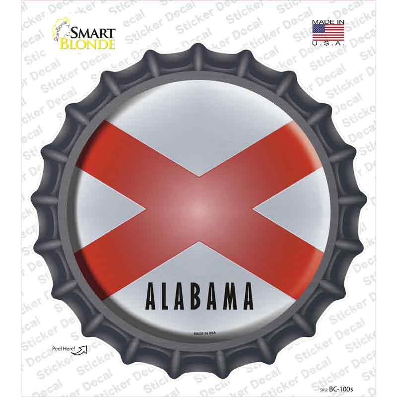 Alabama State Flag Novelty Bottle Cap Sticker Decal