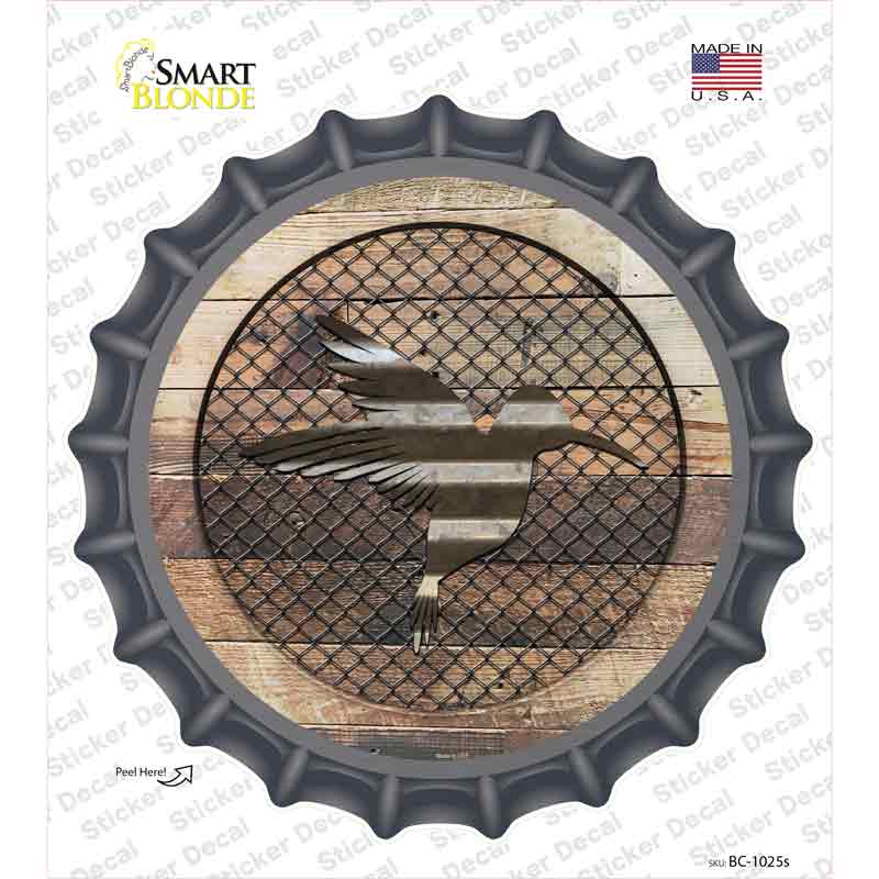 Hummingbird on Wood Novelty Bottle Cap Sticker Decal