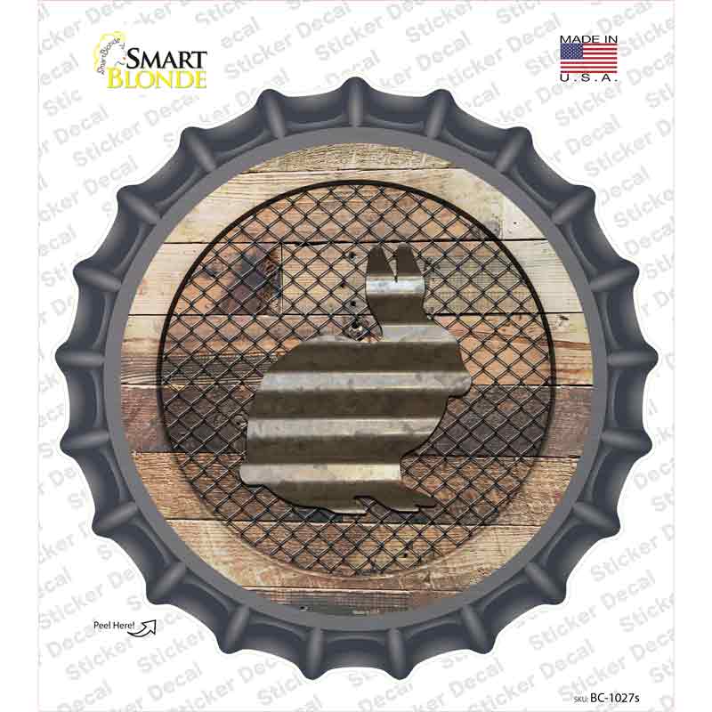 Rabbit on Wood Novelty Bottle Cap Sticker Decal