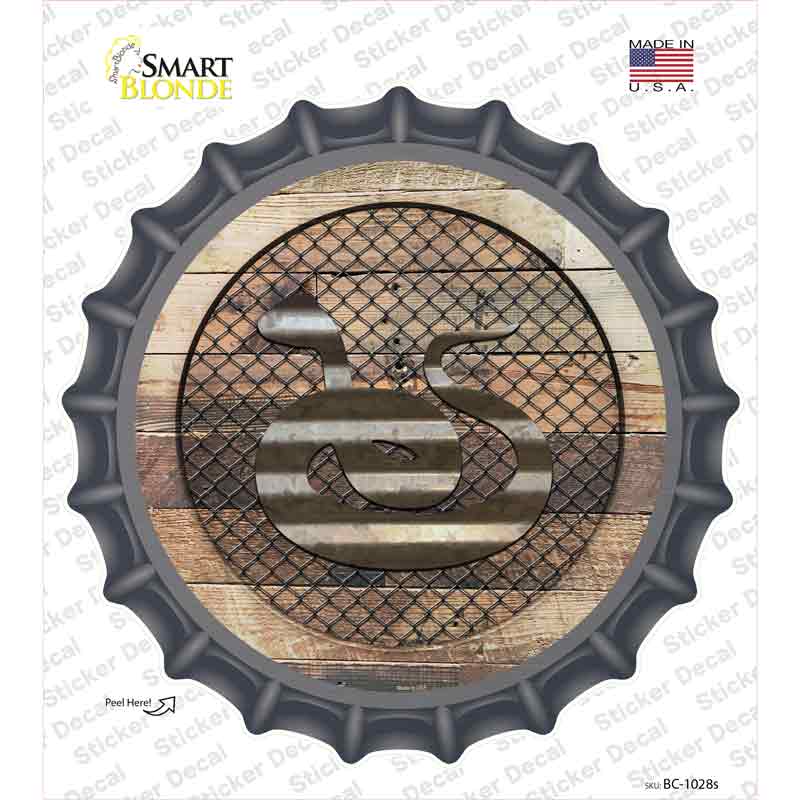 Snake on Wood Novelty Bottle Cap Sticker Decal