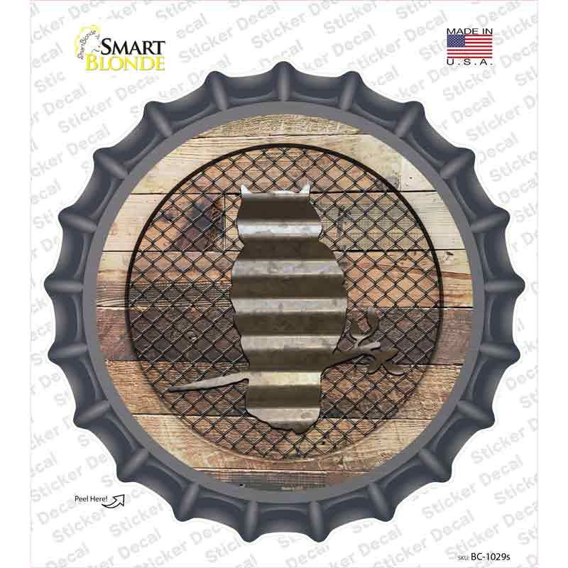 Owl on Wood Novelty Bottle Cap Sticker Decal