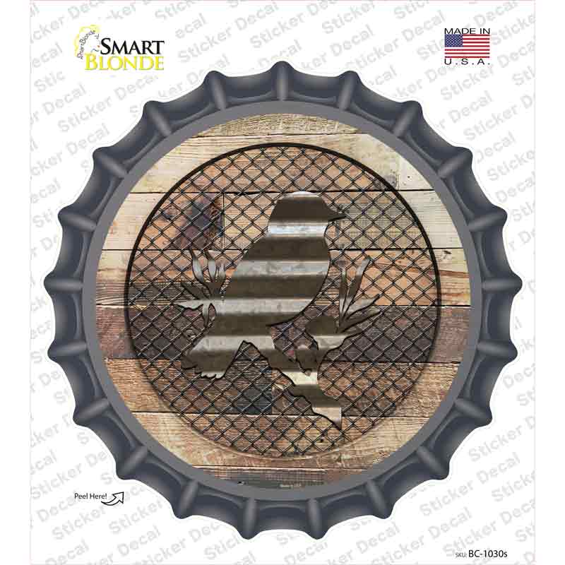 Bird on Wood Novelty Bottle Cap Sticker Decal