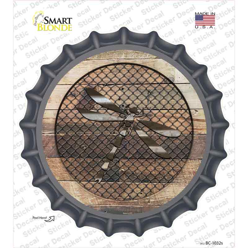 Dragonfly on Wood Novelty Bottle Cap Sticker Decal