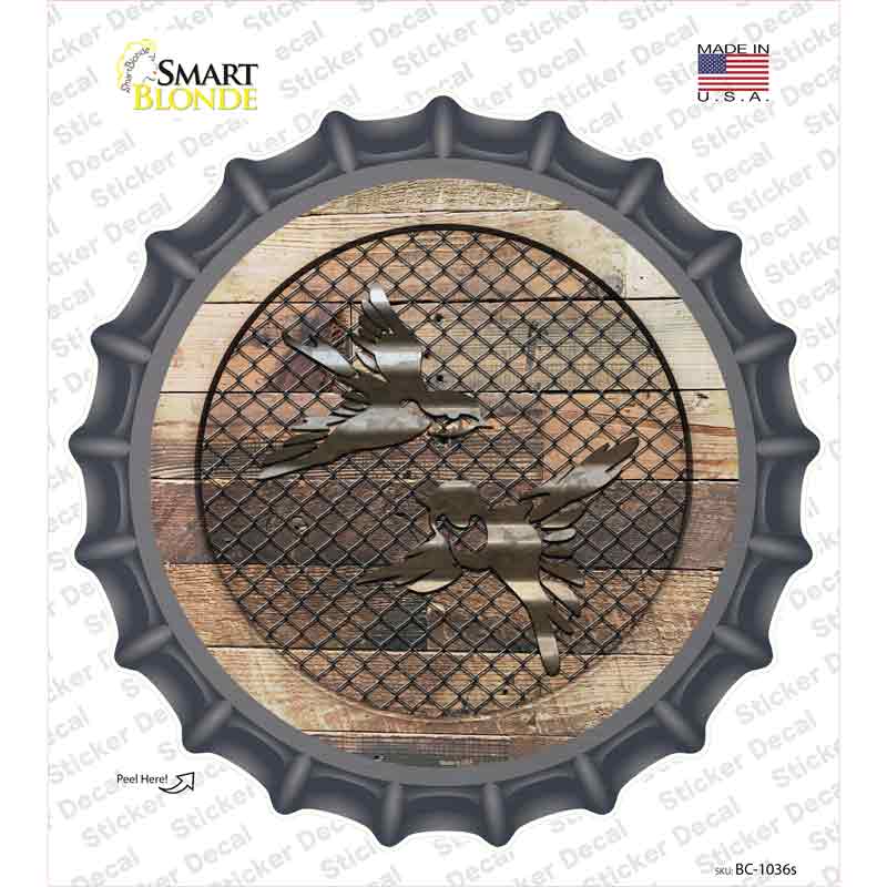Little Birds on Wood Novelty Bottle Cap Sticker Decal