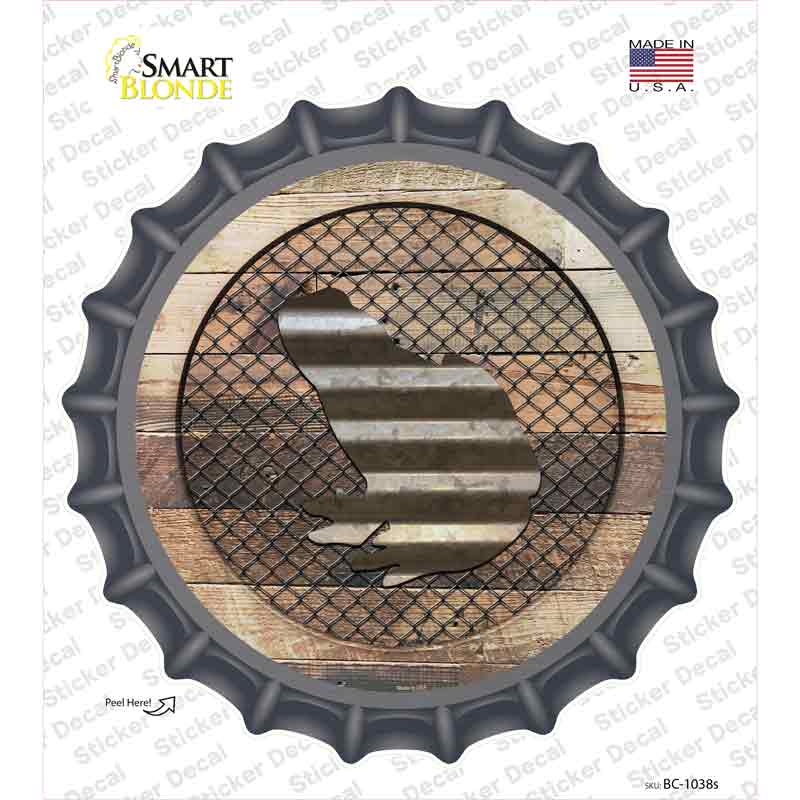 Frog on Wood Novelty Bottle Cap Sticker Decal