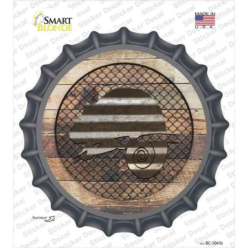 Chameleon on Wood Novelty Bottle Cap Sticker Decal
