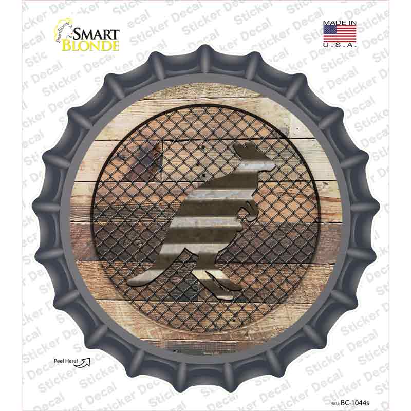 Kangaroo on Wood Novelty Bottle Cap Sticker Decal
