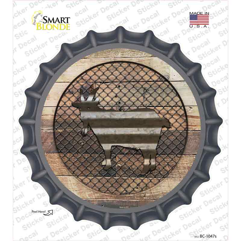 Goat on Wood Novelty Bottle Cap Sticker Decal