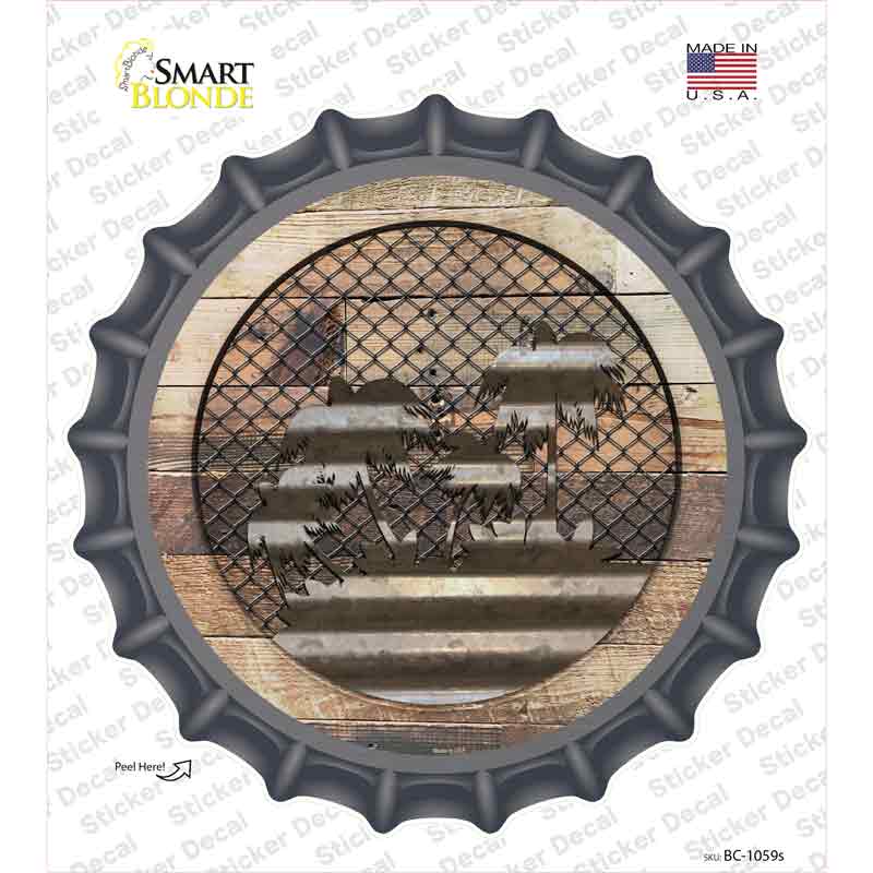 Palm Trees on Wood Novelty Bottle Cap Sticker Decal
