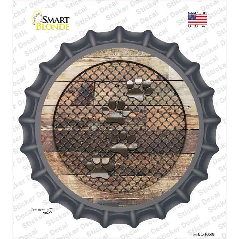 Dog Paws on Wood Novelty Bottle Cap Sticker Decal