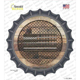 American Flag on Wood Novelty Bottle Cap Sticker Decal