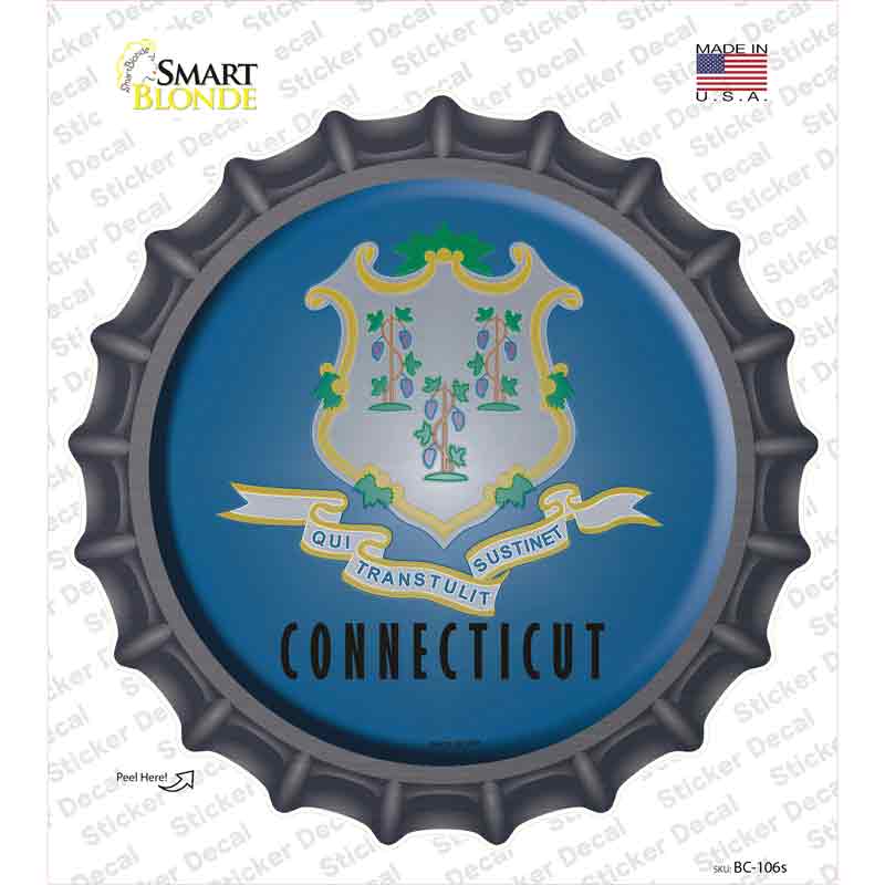 Connecticut State Flag Novelty Bottle Cap Sticker Decal