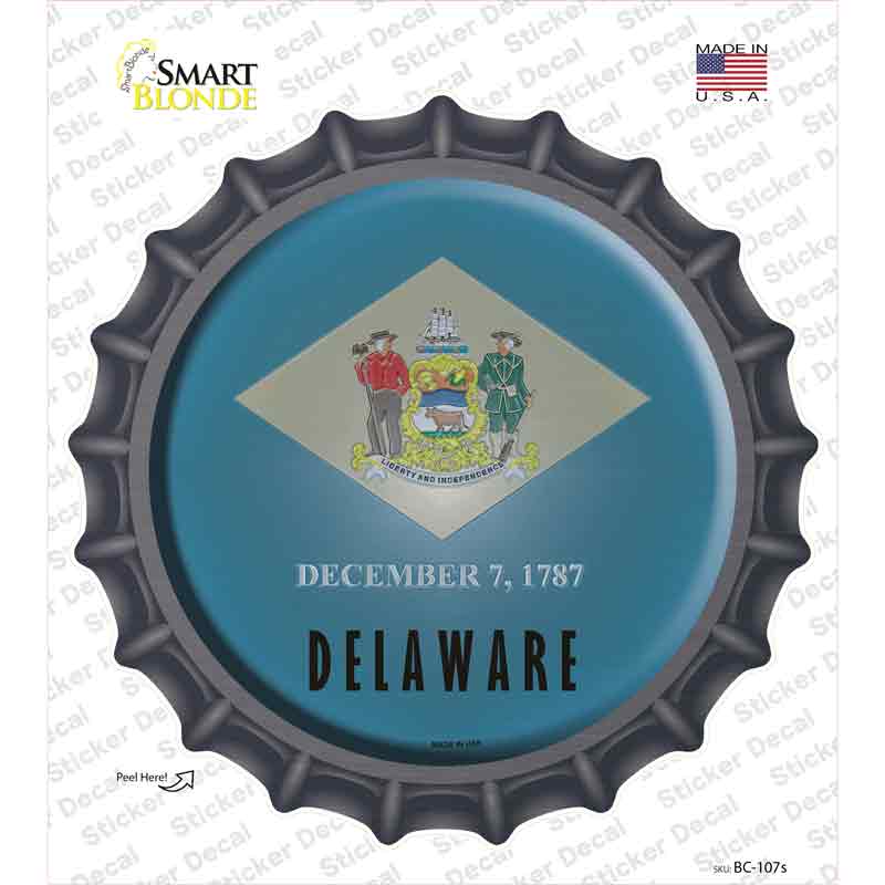 Delaware State Flag Novelty Bottle Cap Sticker Decal