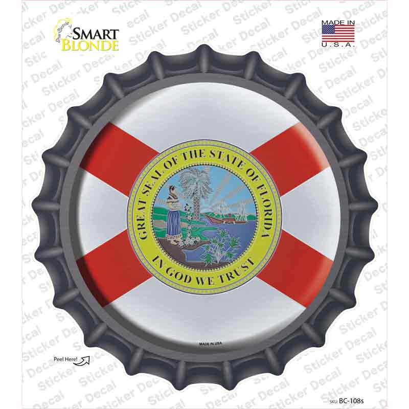 Florida State Flag Novelty Bottle Cap Sticker Decal