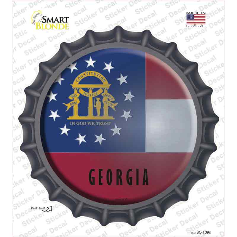 Georgia State Flag Novelty Bottle Cap Sticker Decal