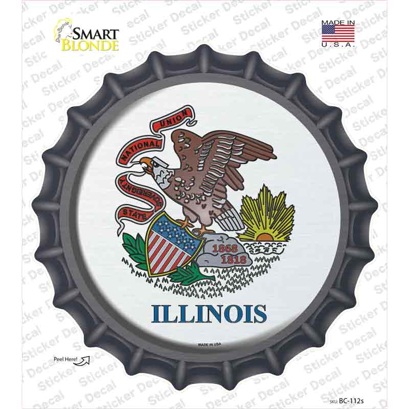 Illinois State Flag Novelty Bottle Cap Sticker Decal