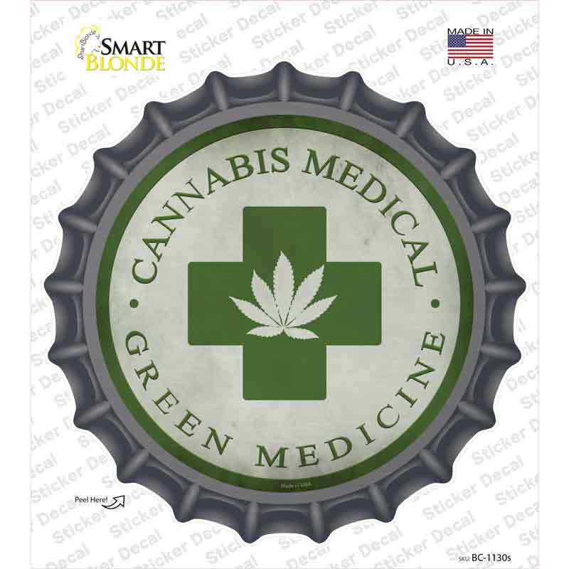 Cannabis Medicine Novelty Bottle Cap Sticker Decal
