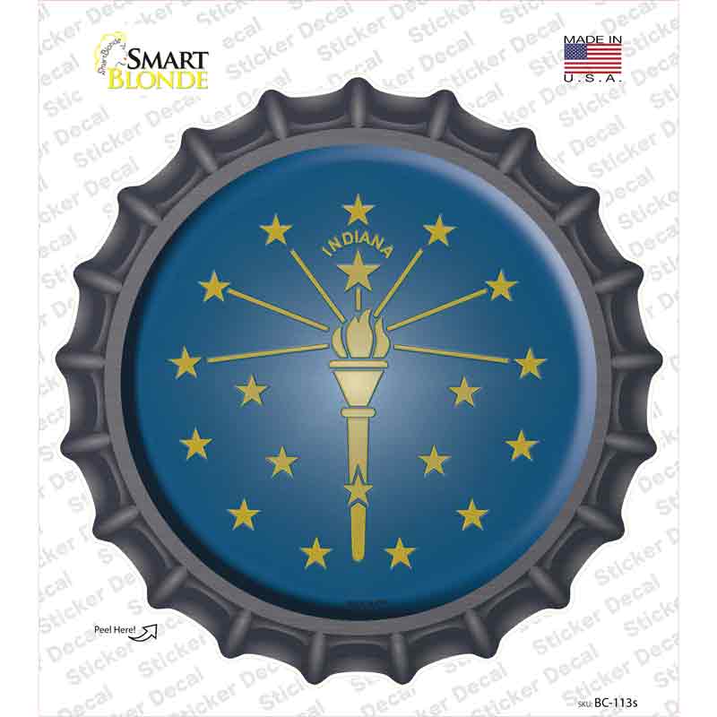 Indiana State Flag Novelty Bottle Cap Sticker Decal