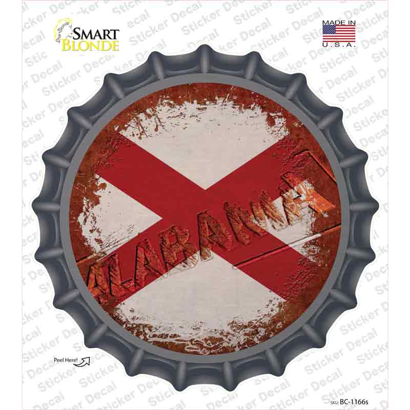 Alabama Rusty Stamped Novelty Bottle Cap Sticker Decal