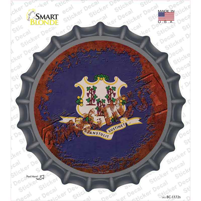 Connecticut Rusty Stamped Novelty Bottle Cap Sticker Decal
